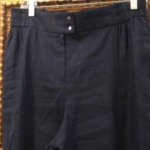 💙 Milly Linen blend high waist double snaps, tied hem zip up pockets pants